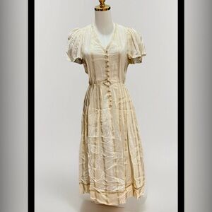 Vintage Albert Nippon Dress By Night Gold Thread Midi Evening Wear Art Deco XXS